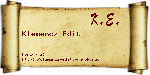 Klemencz Edit névjegykártya